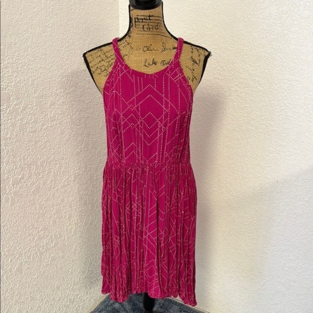 Torrid Pink High Low Knee Length Geometric Midi Dress